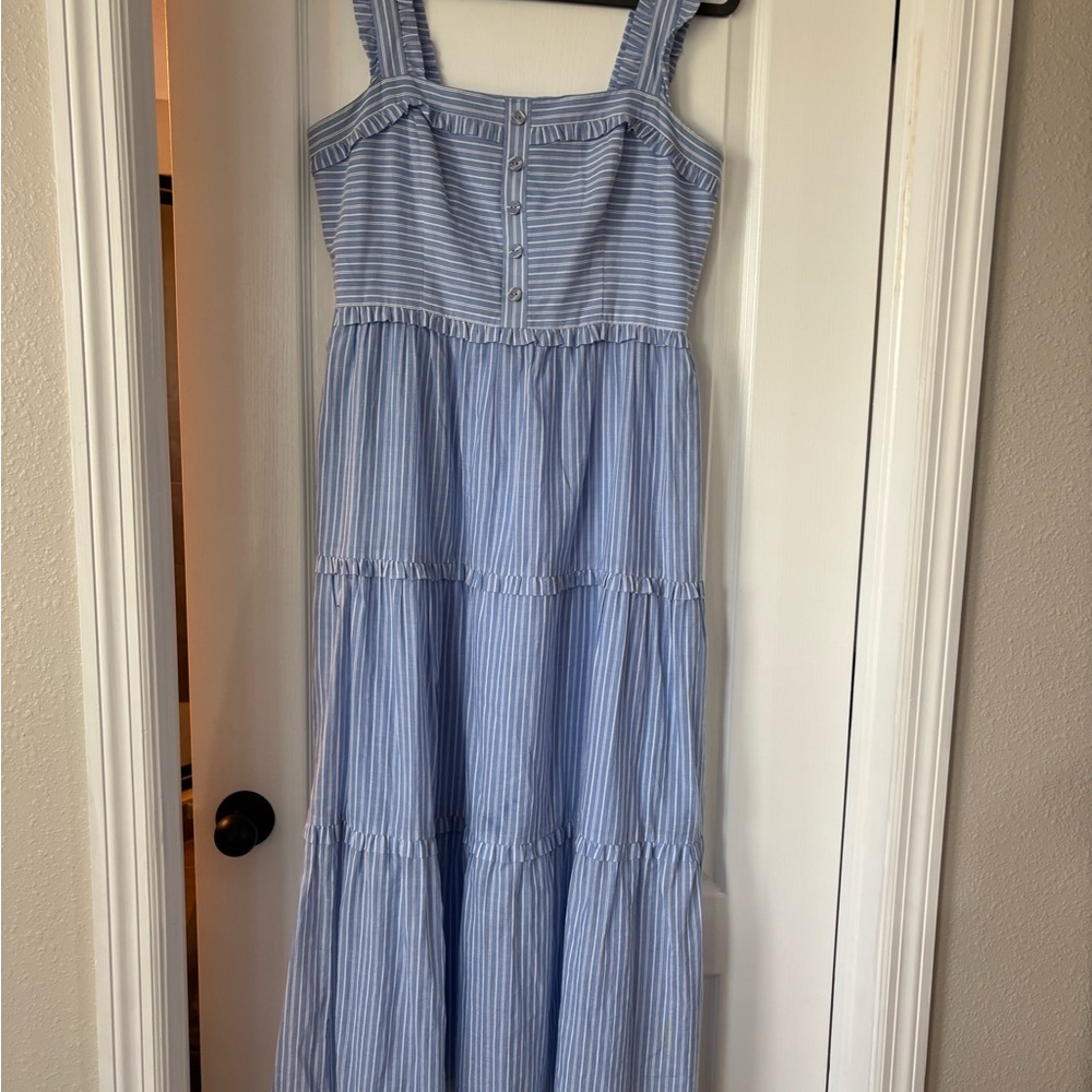 Gal meets glam Blue Striped Sleeveless Dress